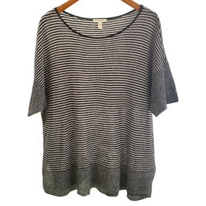 Eileen Fisher Organic Linen Navy Striped Knit Boxy Top Plus Sz 2X Lagenlook Boho